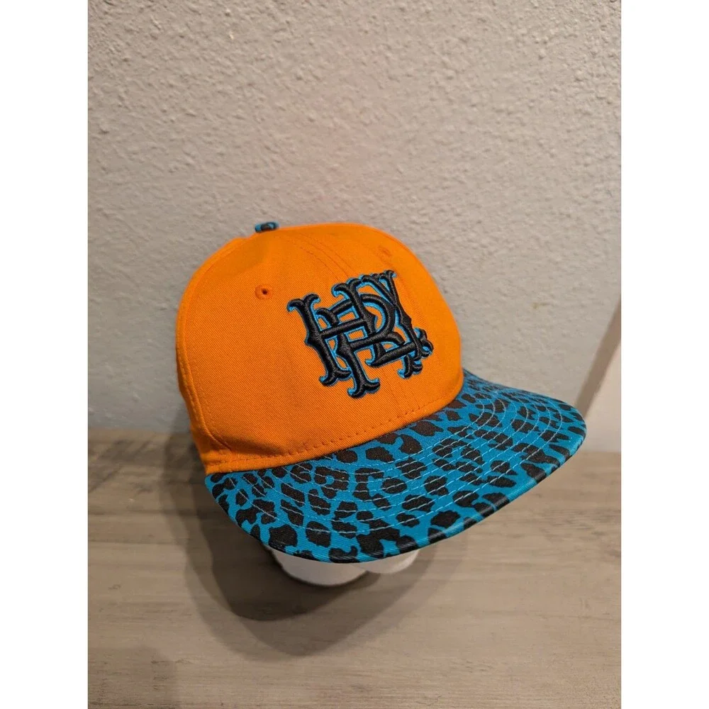 Hurley New Era 9FIFTY Youth Snapback Hat Orange Blue Leopard Print Flat Bill